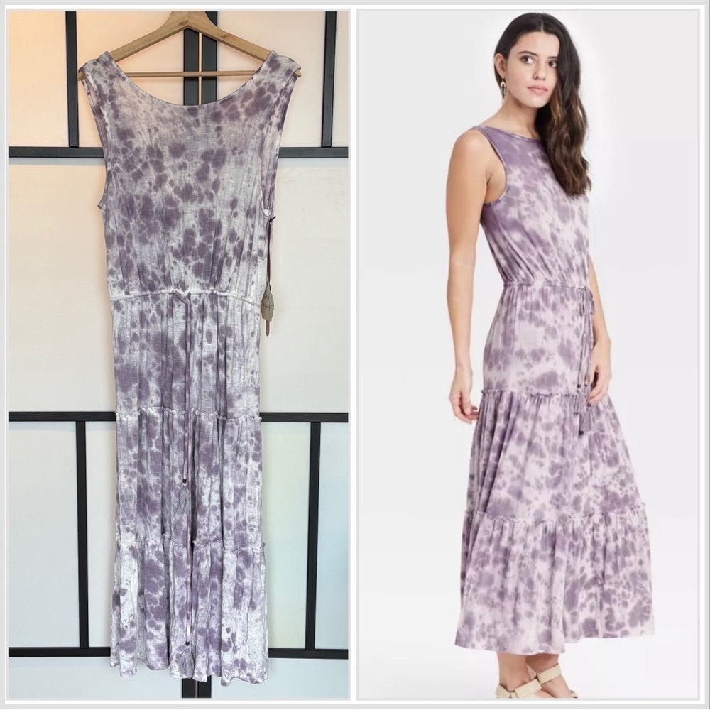 Knox Rose Women's Sleeveless Knit Dress Light Purple Tie-Dye Size Medium. NEW